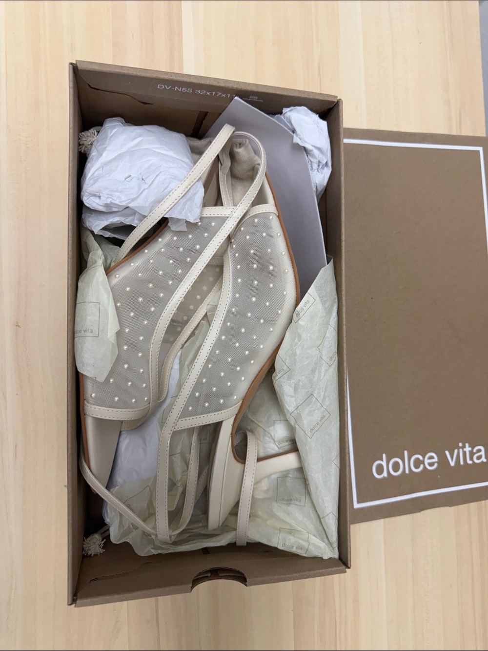 Dolce Vita Cream Mesh Slip-On Footies with Pearl Dots - Picture 1 of 1